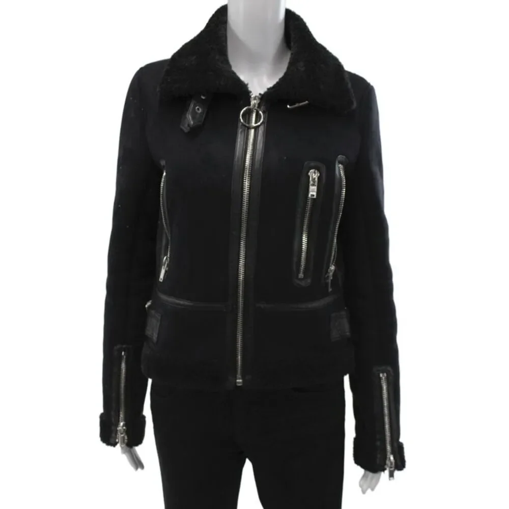 Zara Woman Womens Biker Jacket Black Long Sleeve Zip Closure Size XS